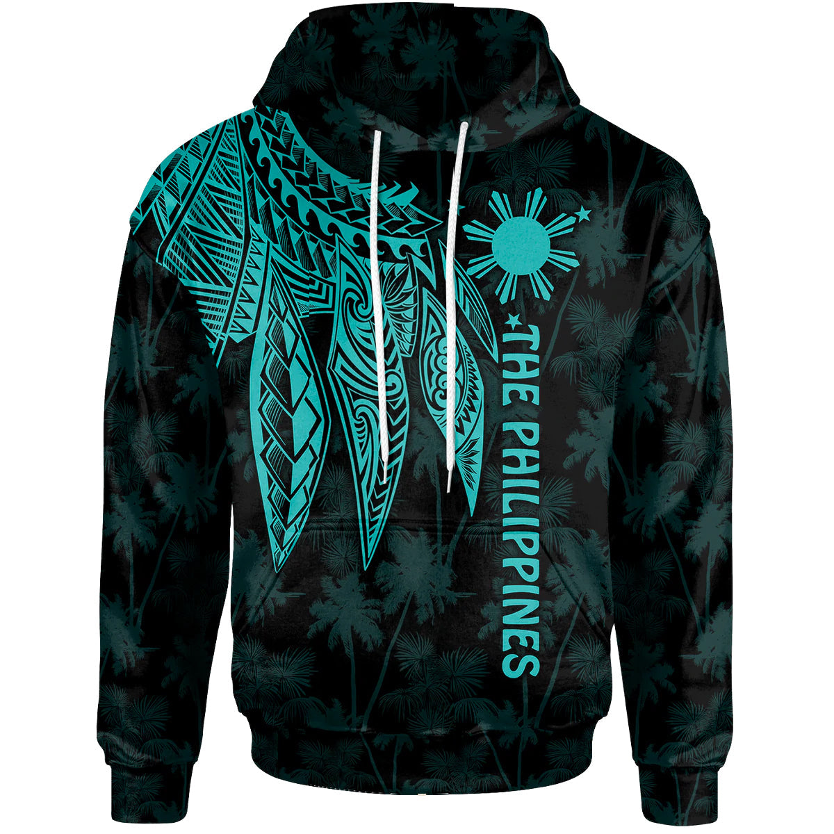The Philippines Hoodie Polynesian Wings TurQuoiSe