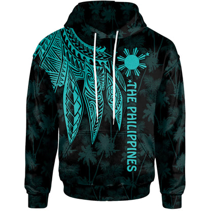 The Philippines Hoodie Polynesian Wings TurQuoiSe