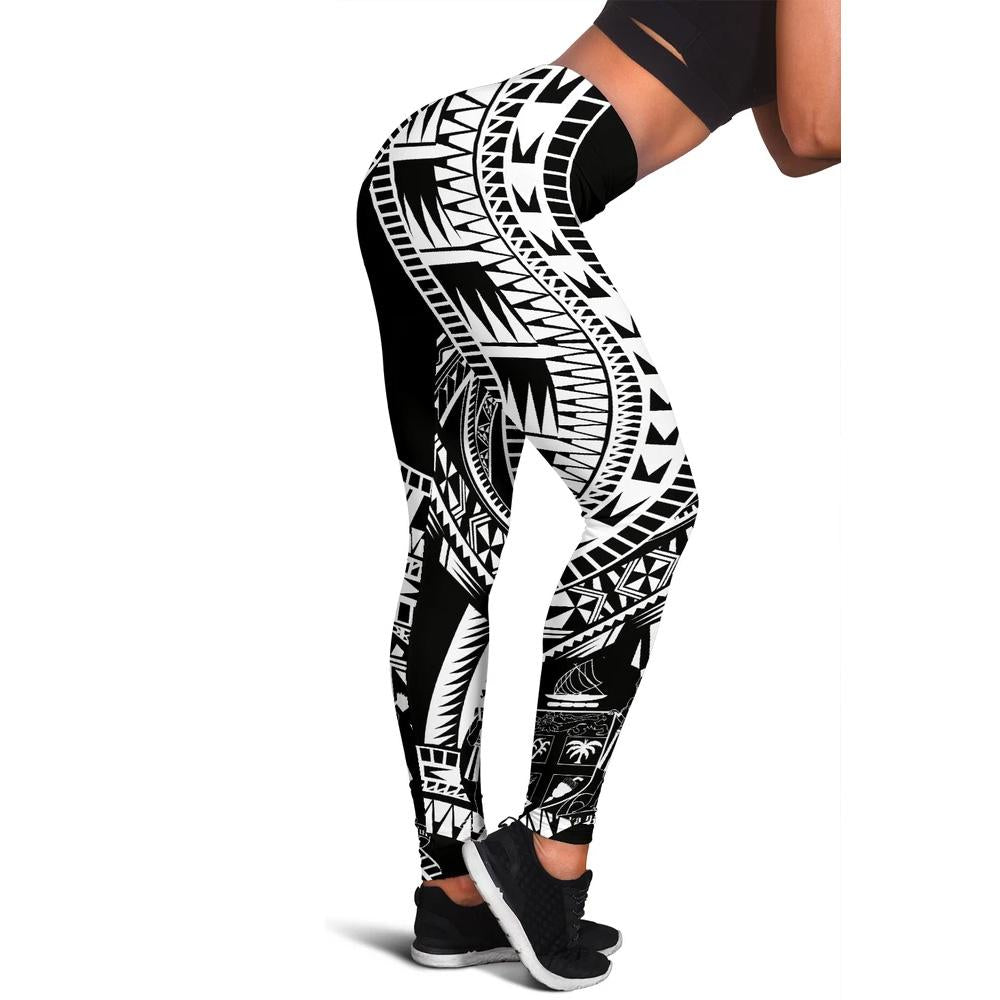 Fiji Women Leggings Polynesian Pattern Black