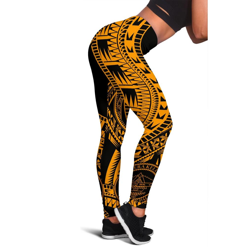 Palau Women Leggings Polynesian Pattern Gold