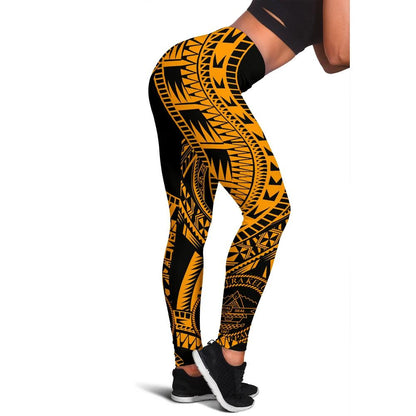 Palau Women Leggings Polynesian Pattern Gold