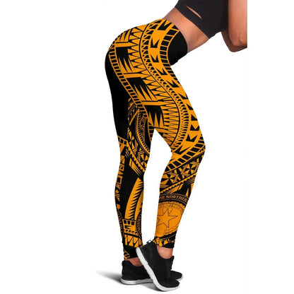 Northern Mariana Islands Women Leggings Polynesian Pattern Gold
