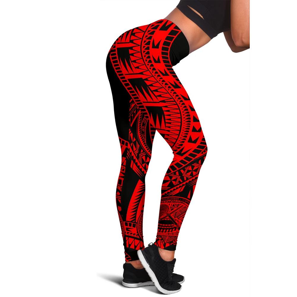 American Samoa Women Leggings Polynesian Pattern Red