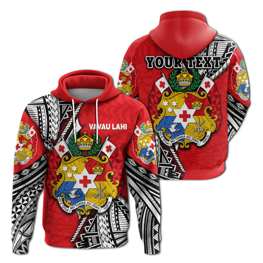 Custom Text VAVAU LAHI Tonga Rugby Hoodie Polynesian Style Pinwheel Custom Back