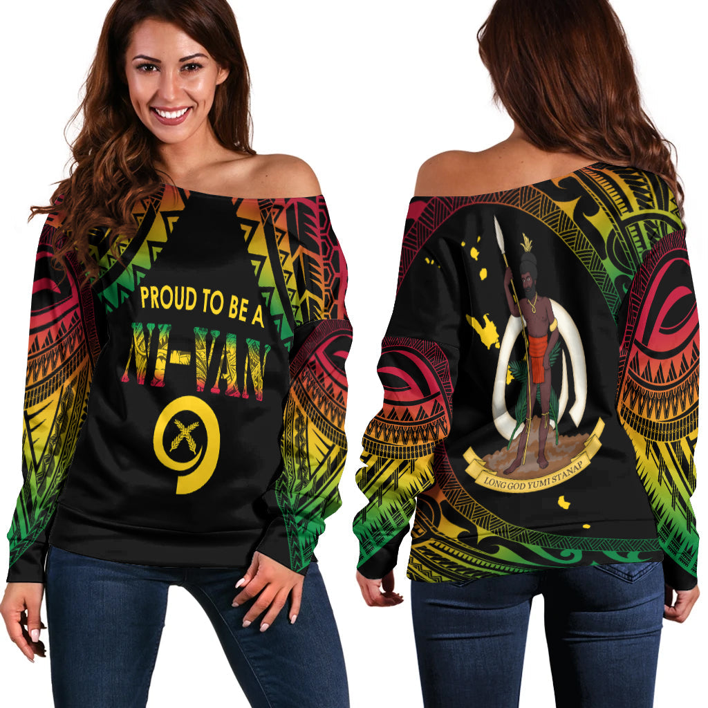 Vanuatu Proud To Be A Ni Van Polynesian Pattern Off Shoulder Sweater