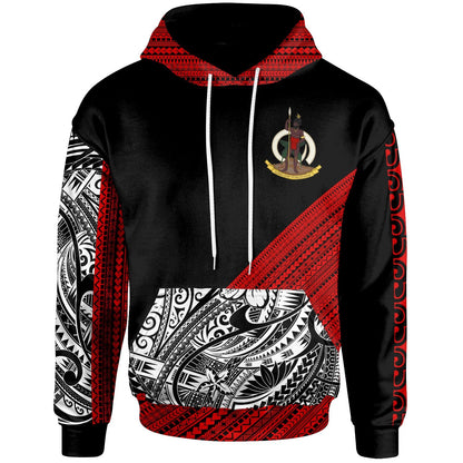Vanuatu Hoodie Polynesian Diagonal Pattern Red