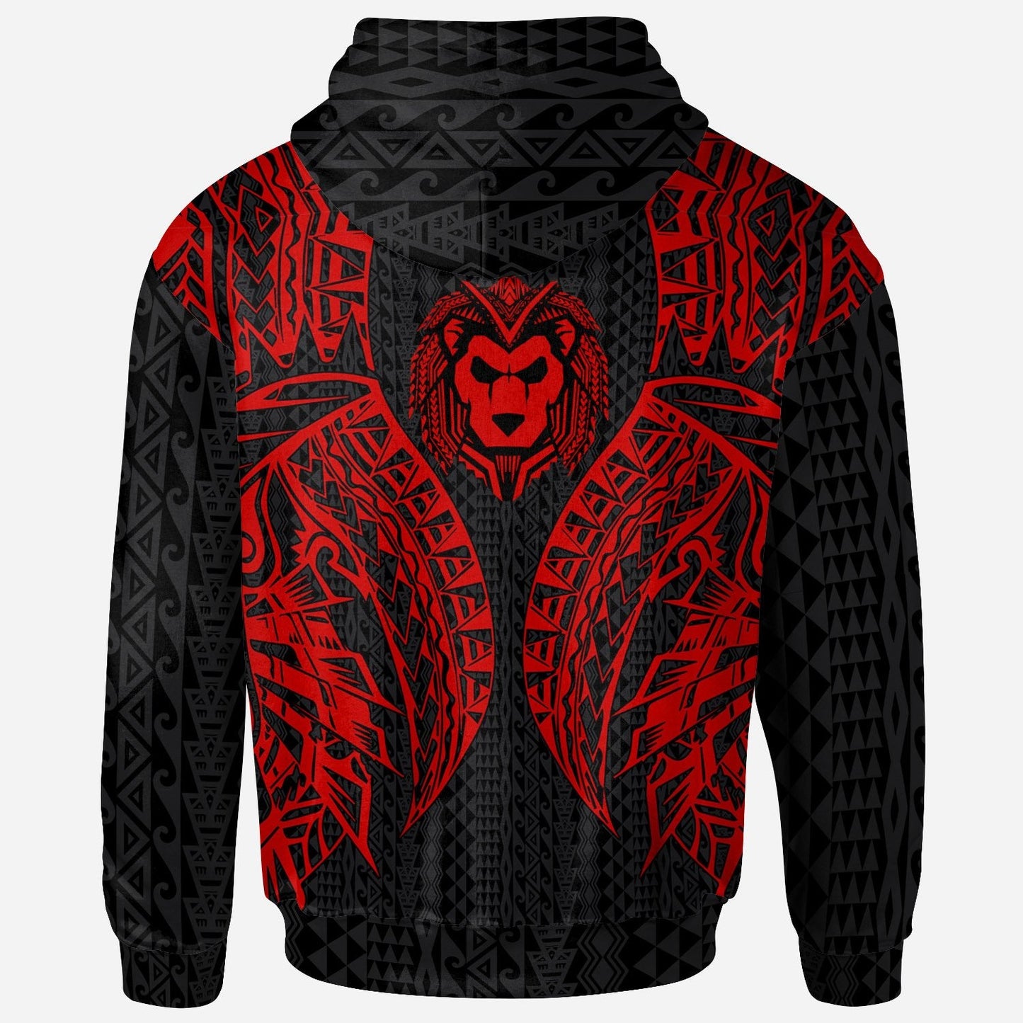 Wallis'nd Futuna Hoodie Polynesian Lion Head Red Style