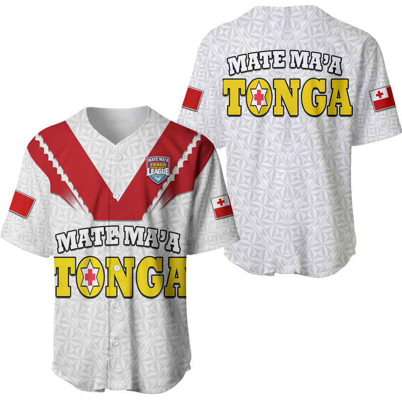 Mate Ma'a Tonga Rugby Baseball Jersey Tongan Kupesi White Style