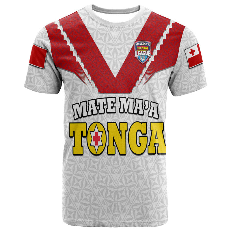 Custom Personalised Mate Ma'A Tonga Rugby T Shirt Tongan Kupesi White Style