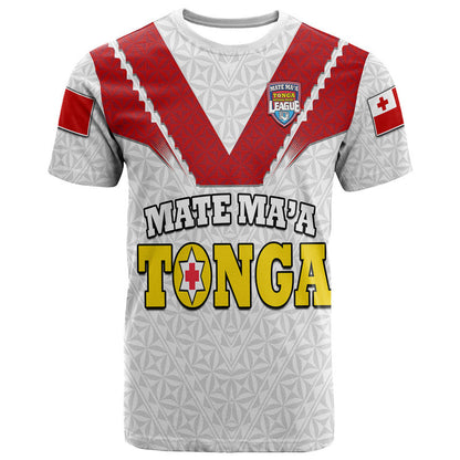 Custom Personalised Mate Ma'A Tonga Rugby T Shirt Tongan Kupesi White Style