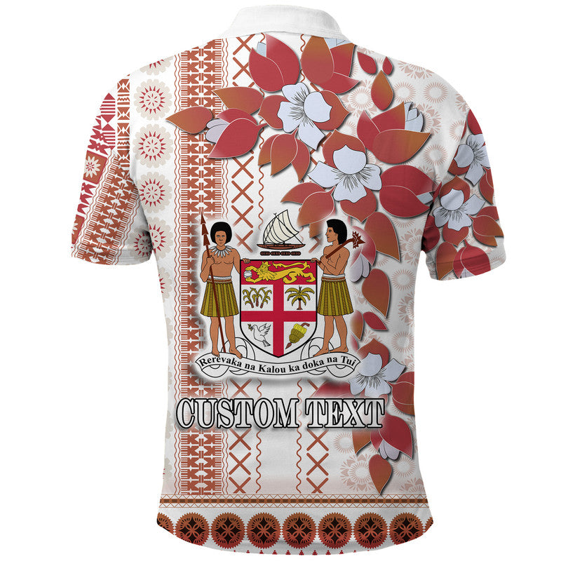 Custom Personalised Fiji Polo Shirt Tagimoucia Mixed White Tapa Style