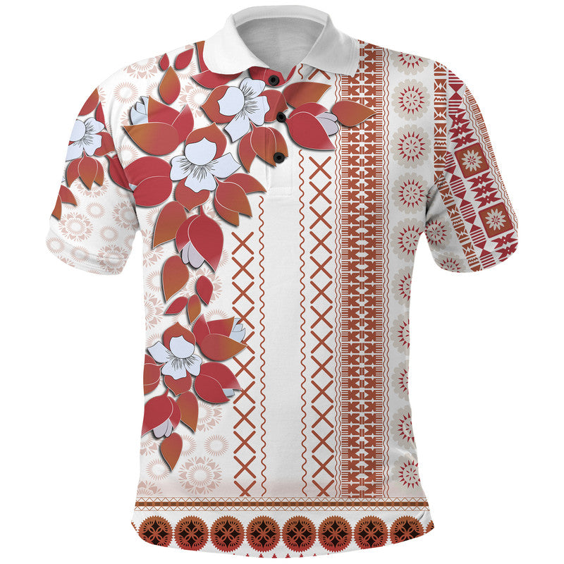 Fiji Polo Shirt Tagimoucia Mixed White Tapa Style