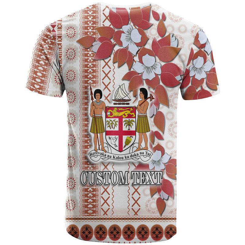 (Custom Personalised) Fiji T Shirt Tagimoucia Mixed White Tapa Style