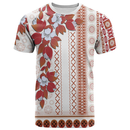 Fiji T Shirt Tagimoucia Mixed White Tapa Style