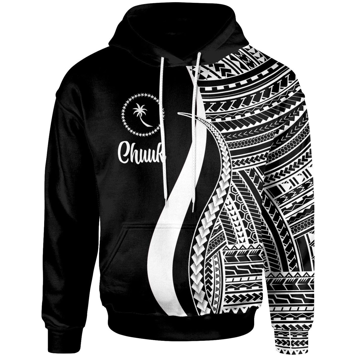 Chuuk Hoodie White Tentacle Tribal Pattern