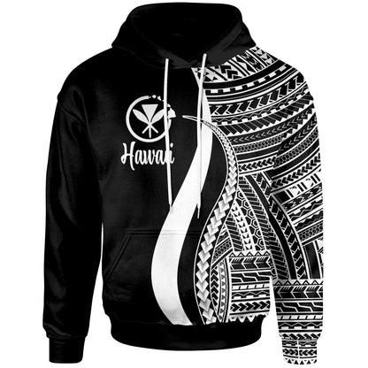 Hawaii Hoodie White Tentacle Tribal Pattern