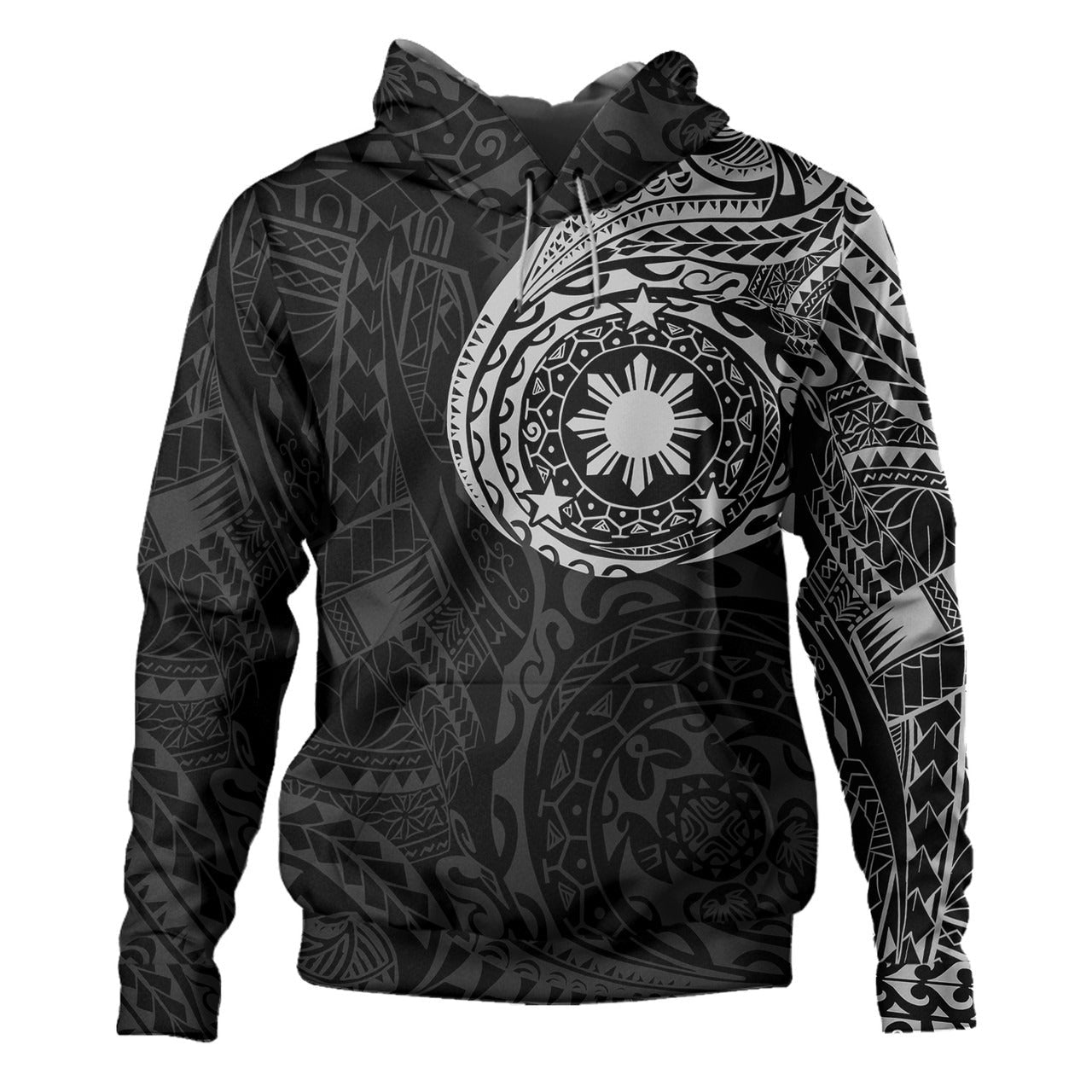 Philippines Filipinos Hoodie Polynesian Tattoo Style Unisex Printed White Zip Hoodie