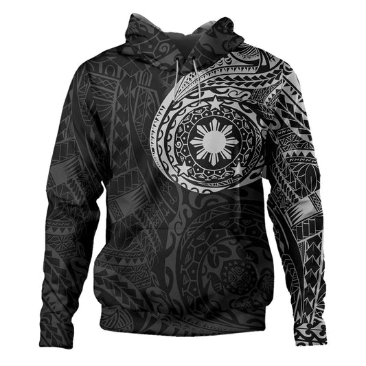 Philippines Filipinos Hoodie Polynesian Tattoo Style Unisex Printed White Zip Hoodie