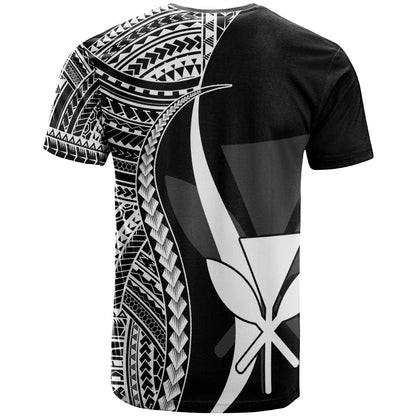 Hawaii Custom Personalised T - Shirt Kanaka Maoli White - Polynesian Tentacle Tribal Pattern