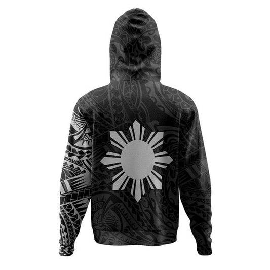 Philippines Filipinos Hoodie Polynesian Tattoo Style Unisex Printed White Zip Hoodie