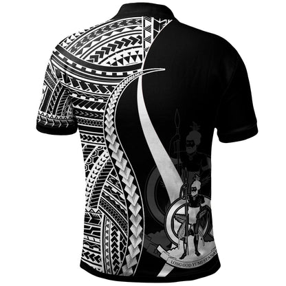 Vanuatu Custom Personalised Polo Shirt White - Polynesian Tentacle Tribal Pattern