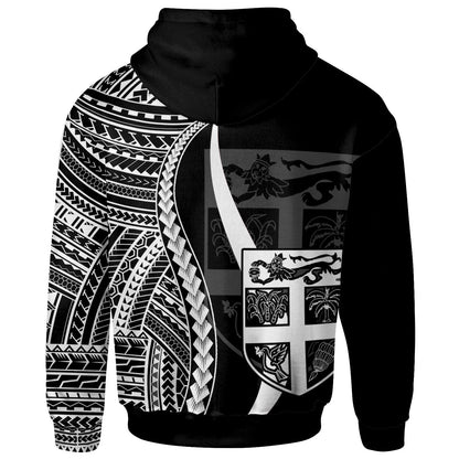 Custom Text Fiji Custom Personalised Hoodie White Tentacle Tribal Pattern