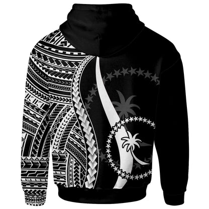 Chuuk Hoodie White Tentacle Tribal Pattern