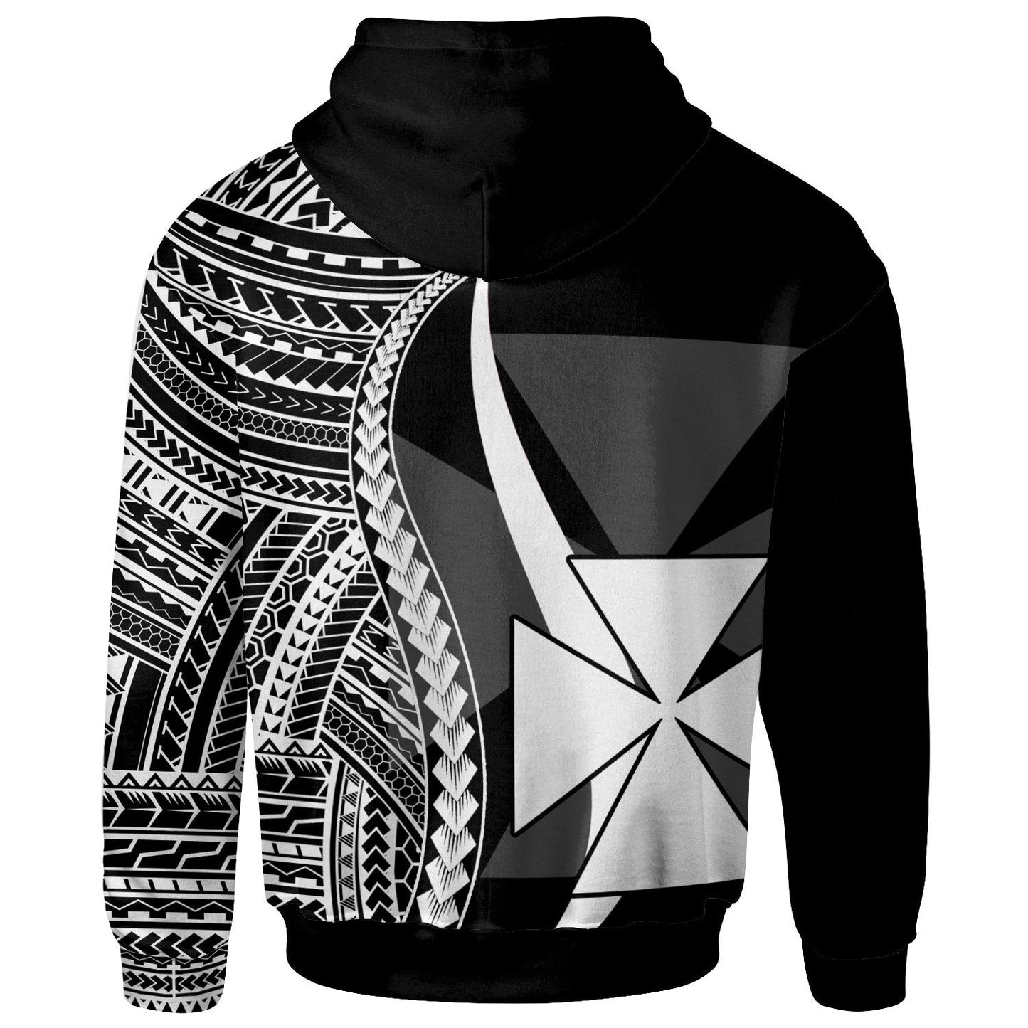 Wallis and Futuna Zip-Up Hoodie White Tentacle Tribal Pattern