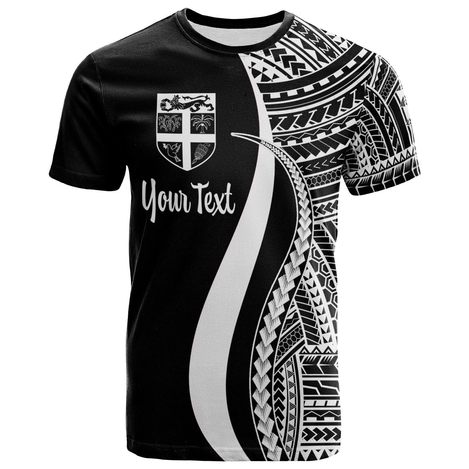 Fiji Custom Personalised T Shirt White Polynesian Tentacle Tribal Pattern