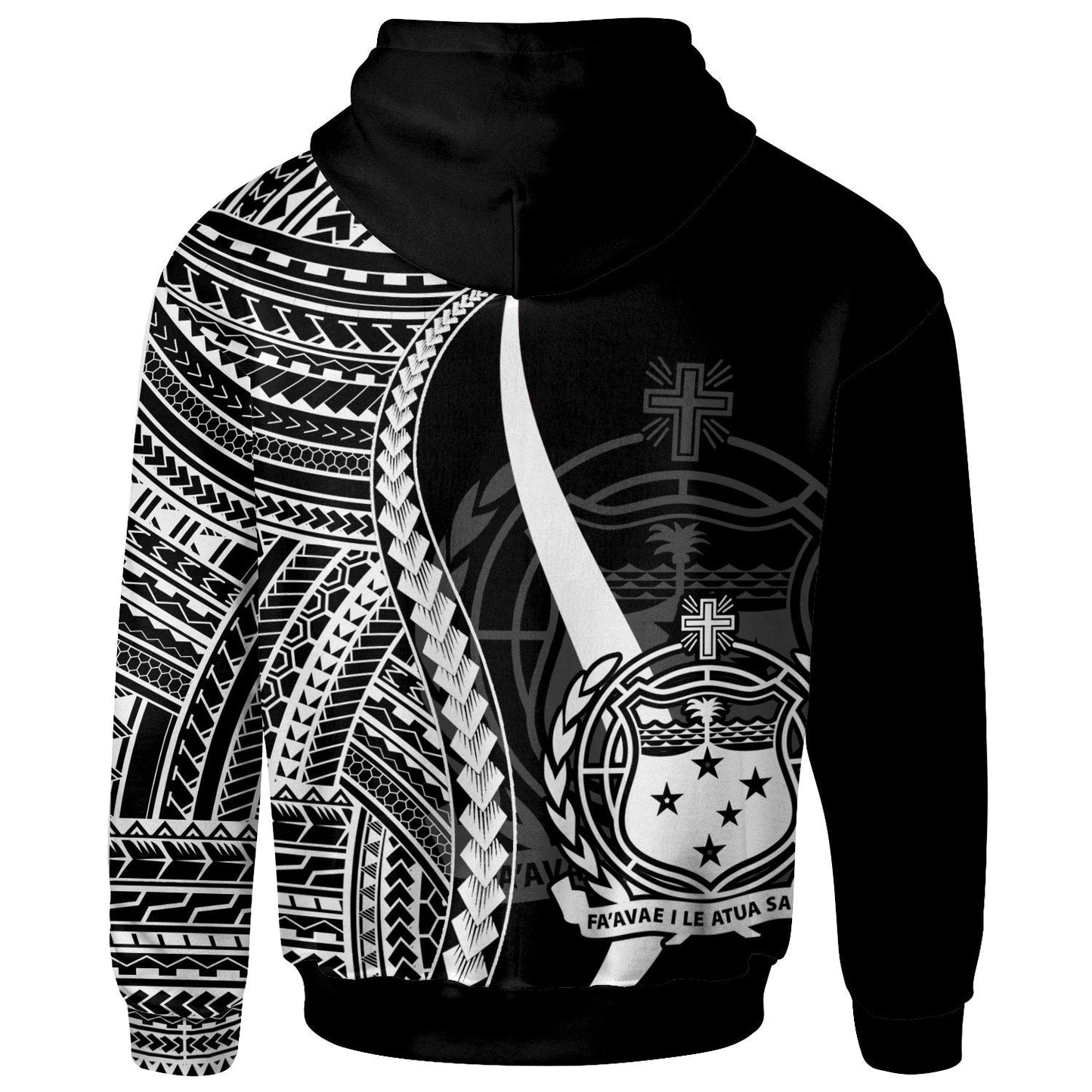 Custom Text Samoa Custom Personalised Hoodie White Tentacle Tribal Pattern