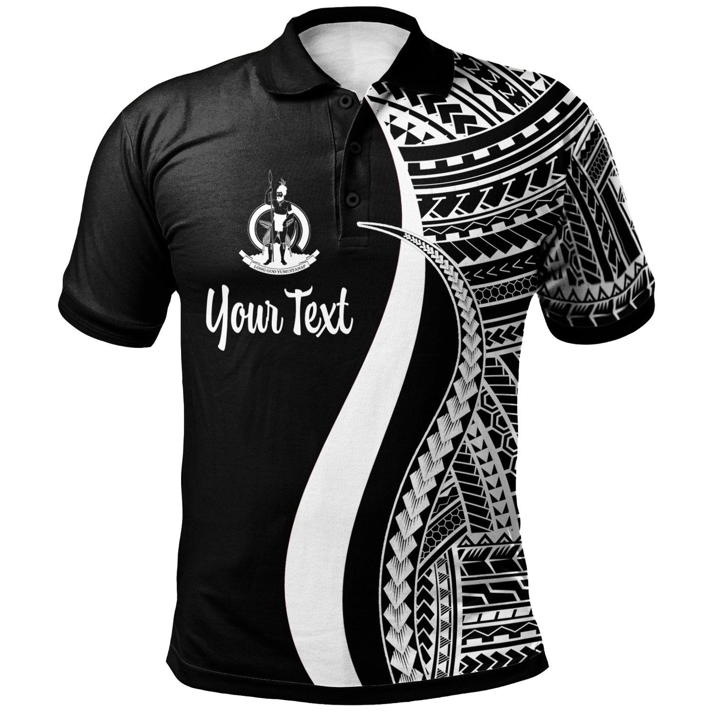 Vanuatu Custom Personalised Polo Shirt White - Polynesian Tentacle Tribal Pattern