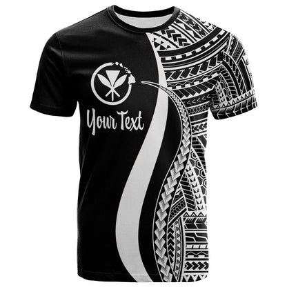 Hawaii Custom Personalised T - Shirt Kanaka Maoli White - Polynesian Tentacle Tribal Pattern