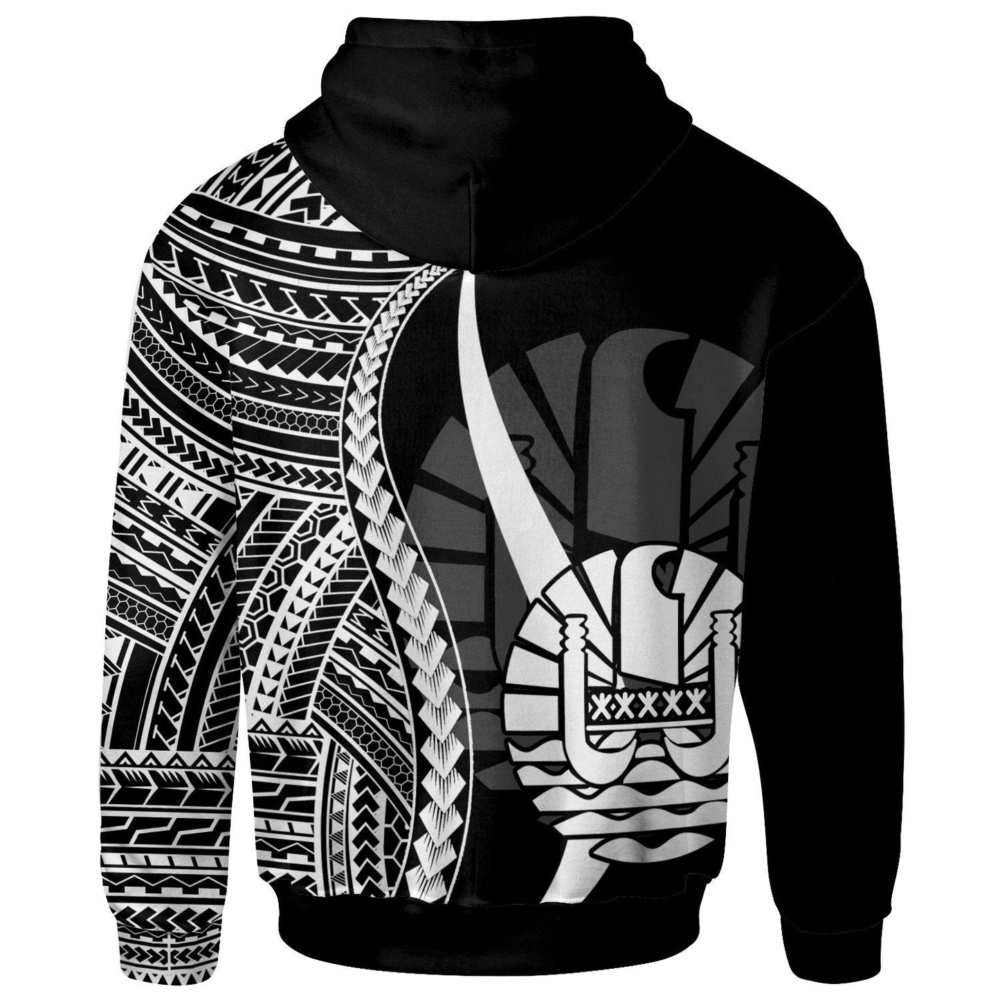 Custom Text Tahiti Custom Personalised Hoodie White Tentacle Tribal Pattern