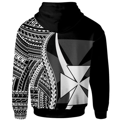 Wallis and Futuna Zip Up Hoodie White Tentacle Tribal Pattern