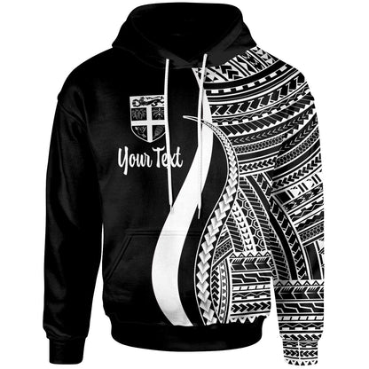 Custom Text Fiji Custom Personalised Hoodie White Tentacle Tribal Pattern