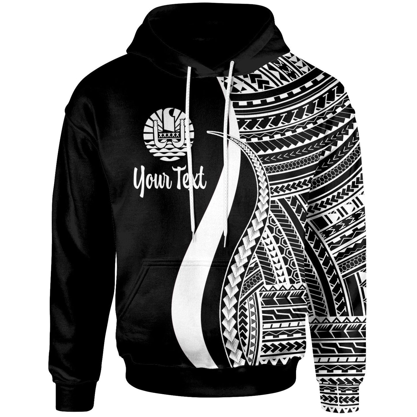 Custom Text Tahiti Custom Personalised Hoodie White Tentacle Tribal Pattern