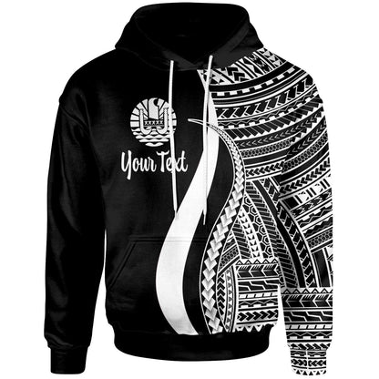 Custom Text Tahiti Custom Personalised Hoodie White Tentacle Tribal Pattern