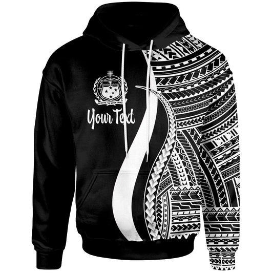 Custom Text Samoa Custom Personalised Hoodie White Tentacle Tribal Pattern