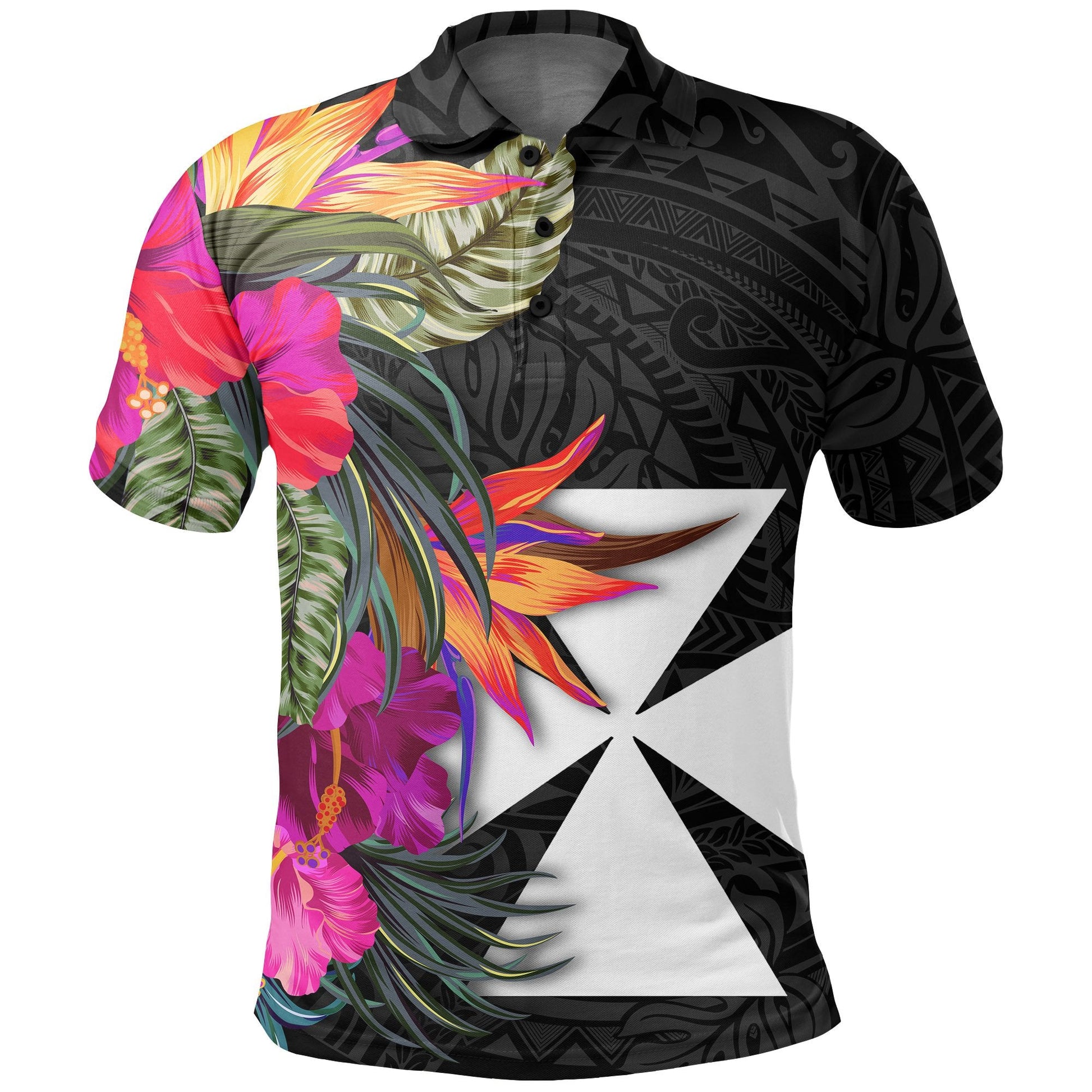 Wallis And Futuna Polo Shirt - Hibiscus Polynesian Pattern