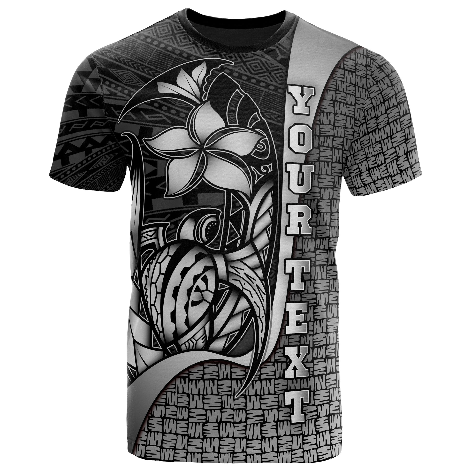Cook Islands Polynesian Custom Personalised T - Shirt White - Turtle With Hook