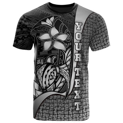 Cook Islands Polynesian Custom Personalised T - Shirt White - Turtle With Hook