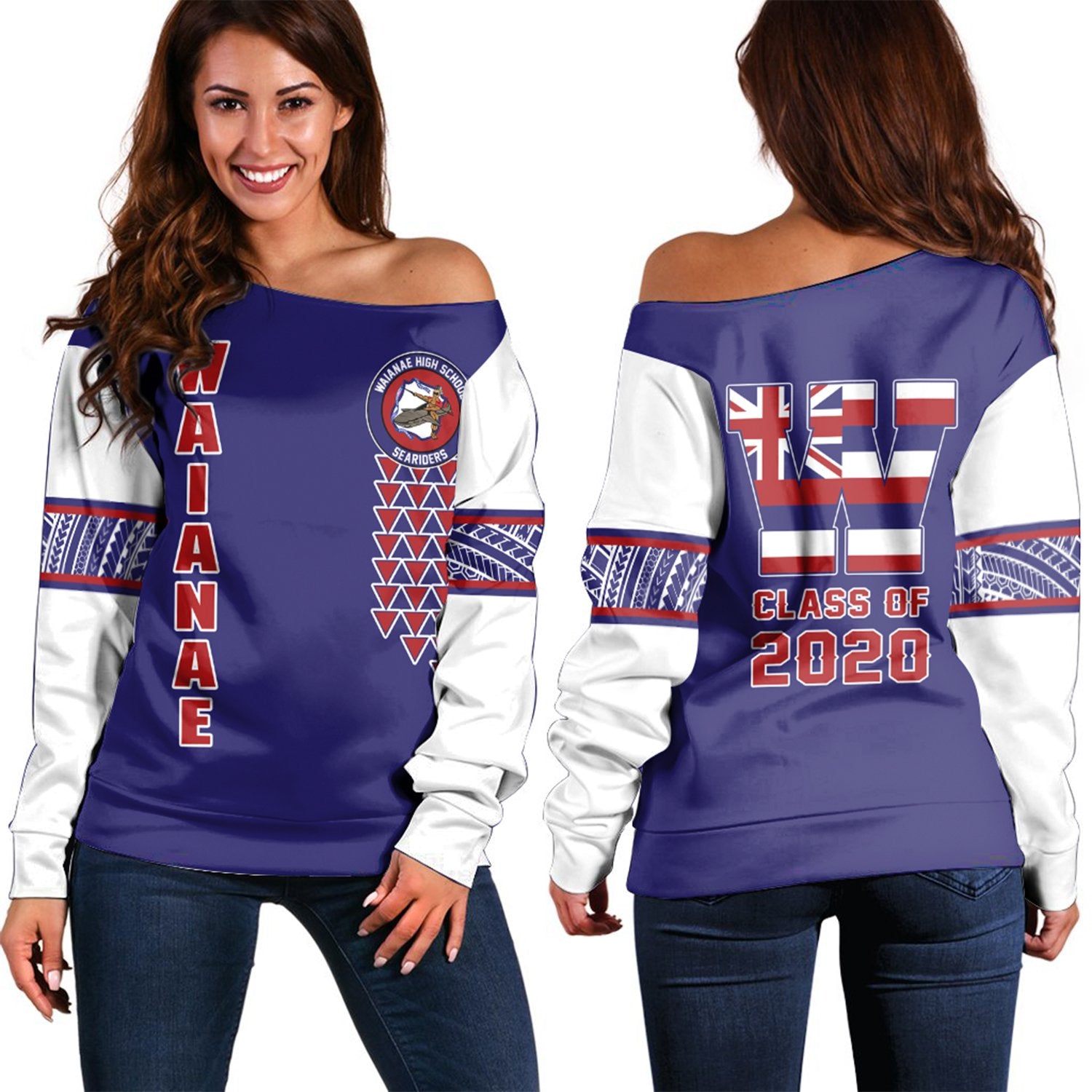 (Personalised) Hawaii Waianae High Custom Your Class Women's Off Shoulder Sweatshirt AH
