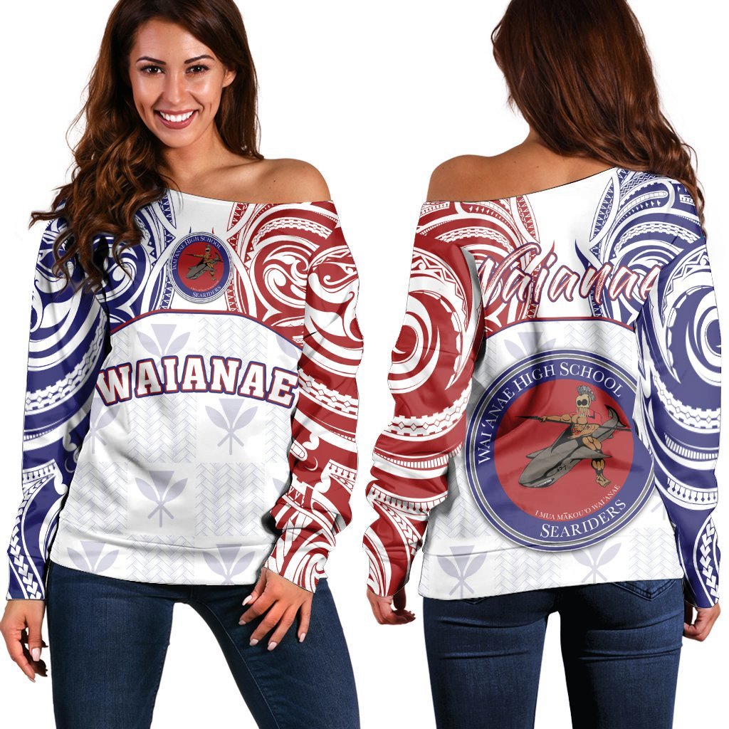 Hawaii Kanaka Waianae High School Off Shoulder Sweater Demodern Style AH