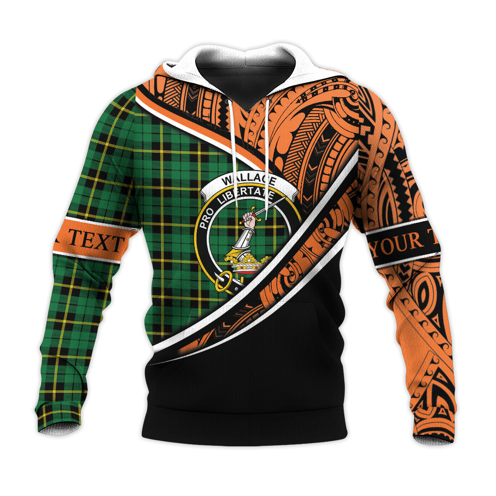 Printivon Wallace Hunting Green Knitted Hoodie Pattern Polynesian Custom Text