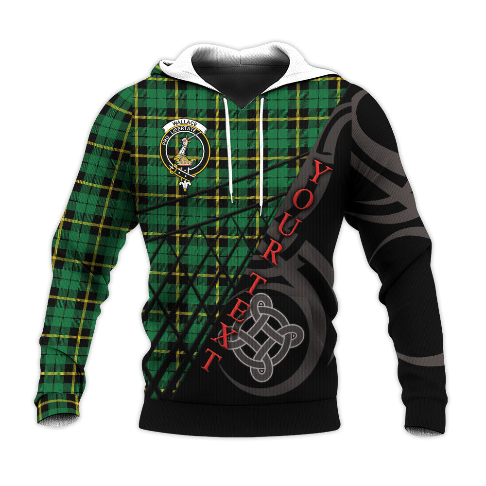 Printivon Wallace Hunting Green Knitted Hoodie Pattern Celtic Custom Text