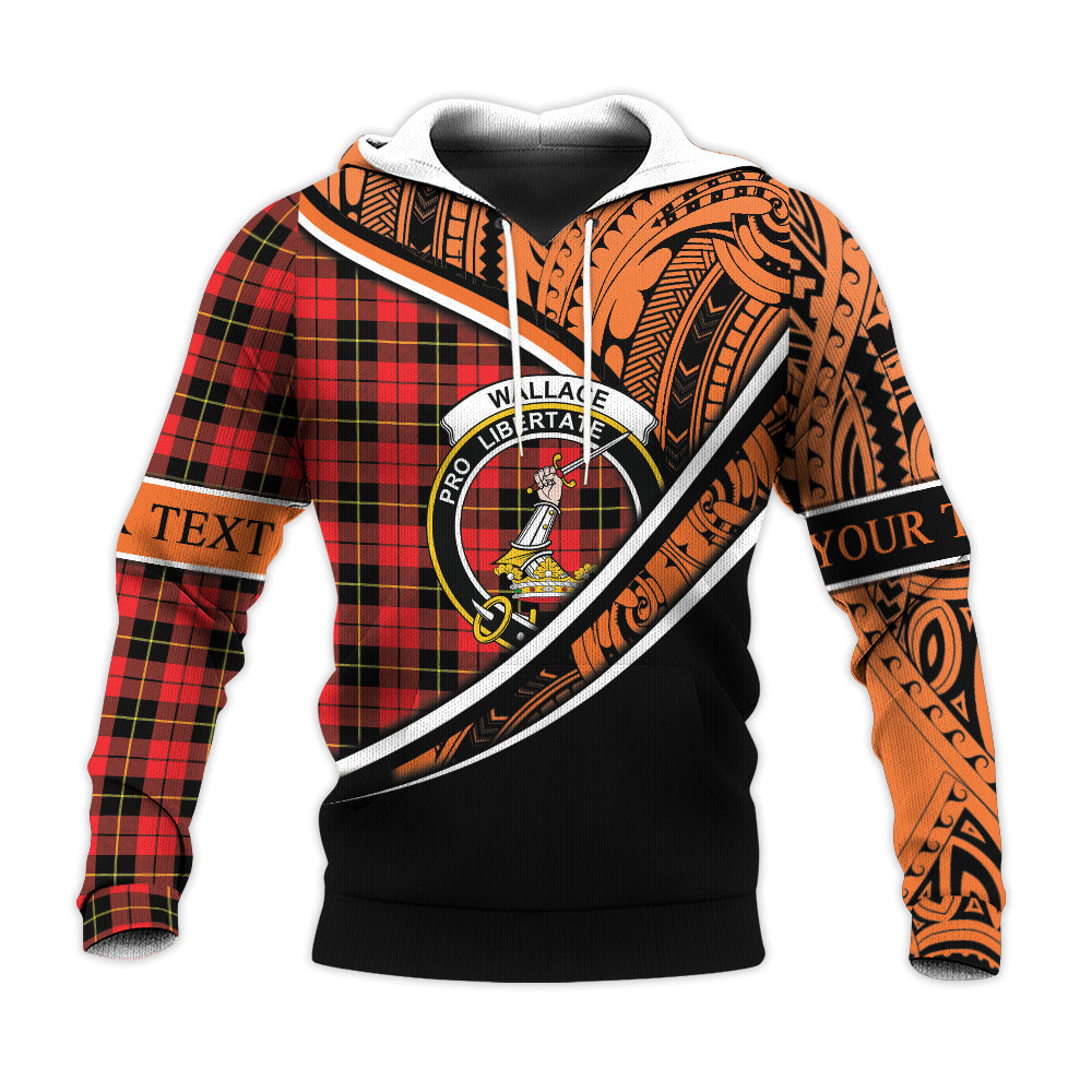 Printivon Wallace Hunting Red Knitted Hoodie Pattern Polynesian Custom Text