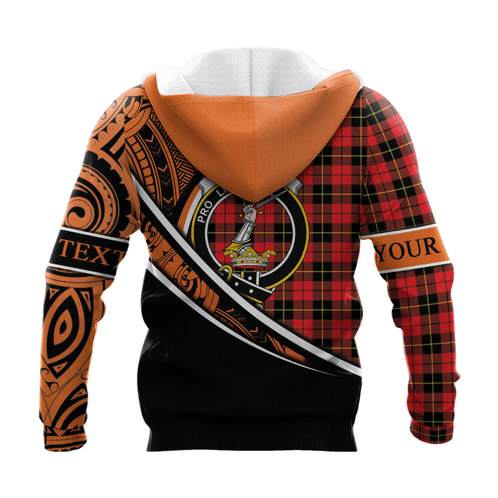 Printivon Wallace Hunting Red Knitted Hoodie Pattern Polynesian Custom Text