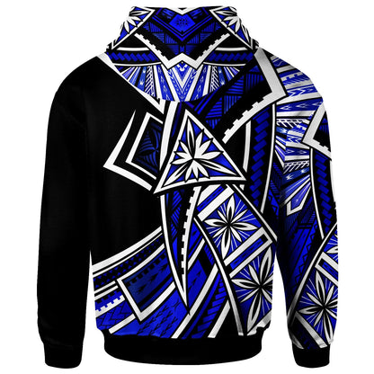 Northern Mariana Islands Hoodie Tribal Flower Special Pattern Blue Color