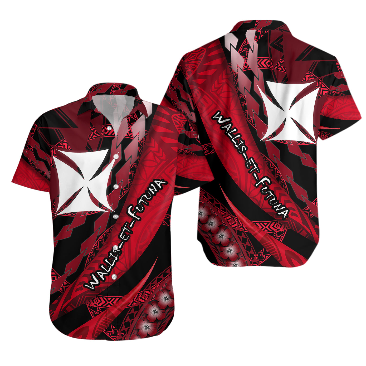 Wallis et Futuna Hawaiian Shirt Artsy Style - Black