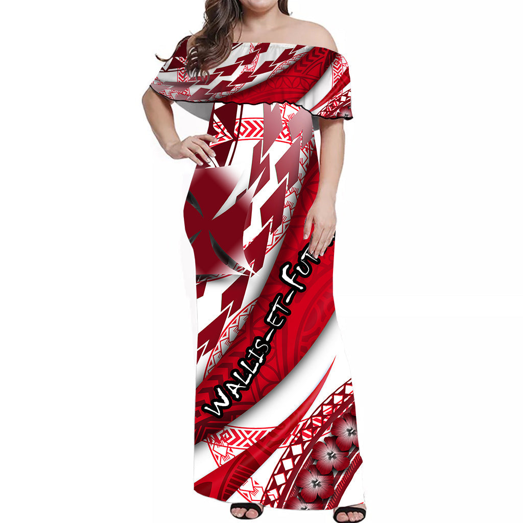 Wallis et Futuna Women Off Shoulder Long Dress Artsy Style White